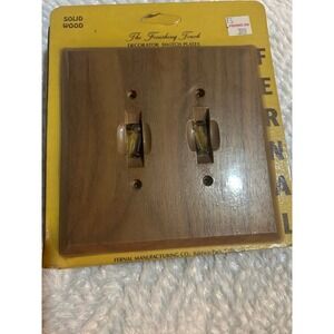 Vintage Fernal Solid Wood Double Toggle Light Switch Plate Wall Cover New NOS